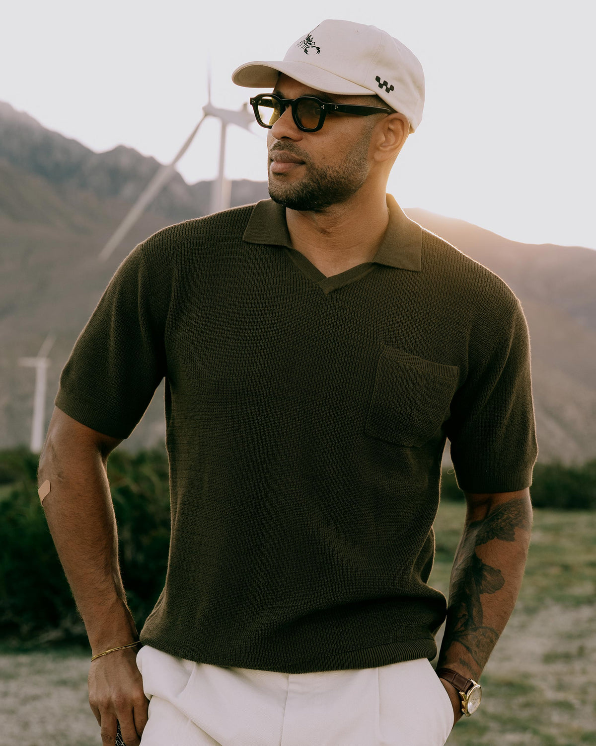 Devereux Phoenician men's knit golf polo in Catacomb, view 2