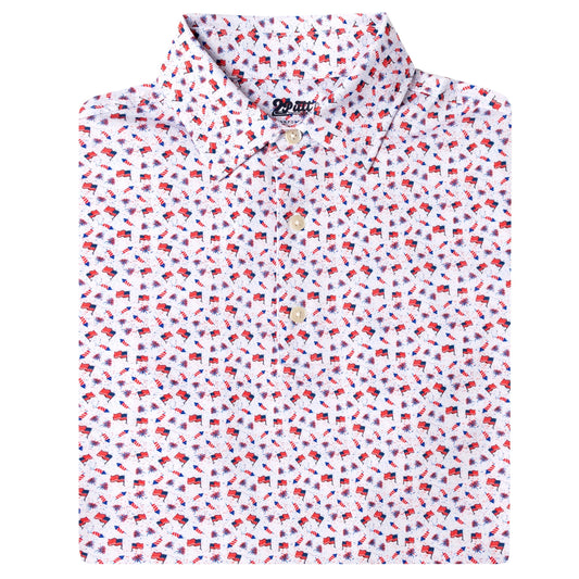 Golf of America patriotic men's performance golf polo
