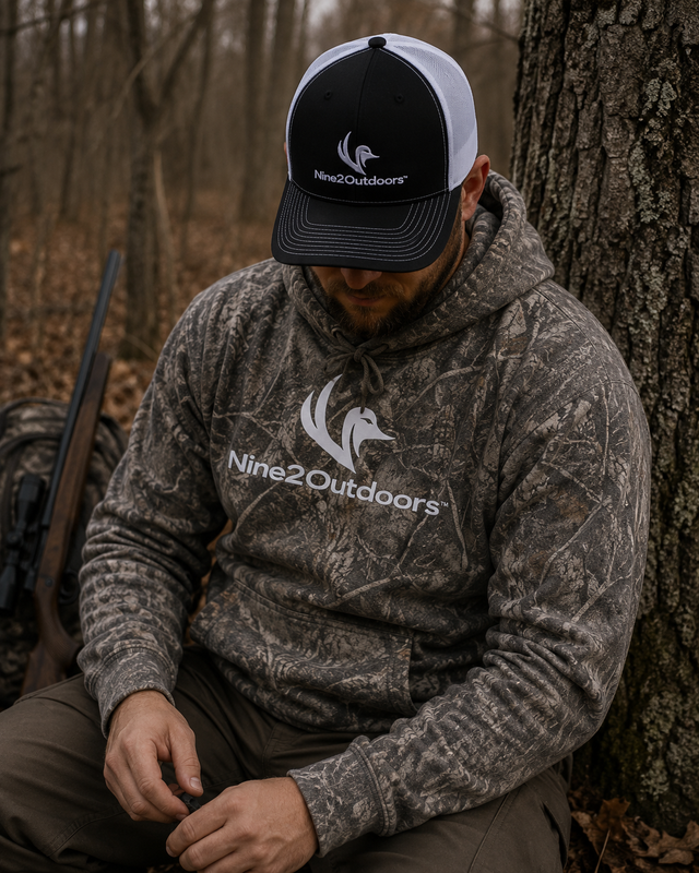 Nine2 Outdoors Dark Tree Camo Hoodie | Big Logo | Genesis 9:2