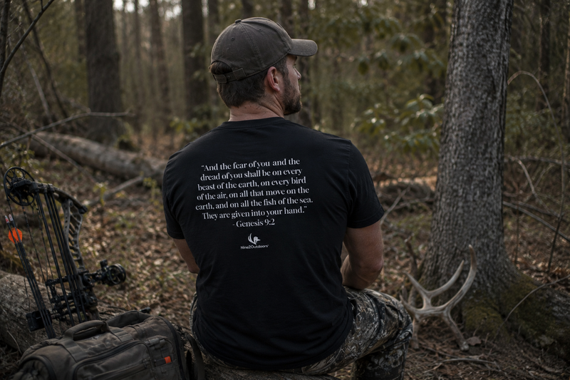 Nine2 Outdoors Tee | Logo & Genesis 9:2 Verse | Given Into Your Hands