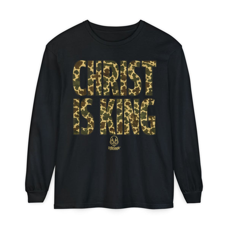 Christ Is King | Original Camo Long Sleeve | Blackout Core | Nine2 Outdoors
