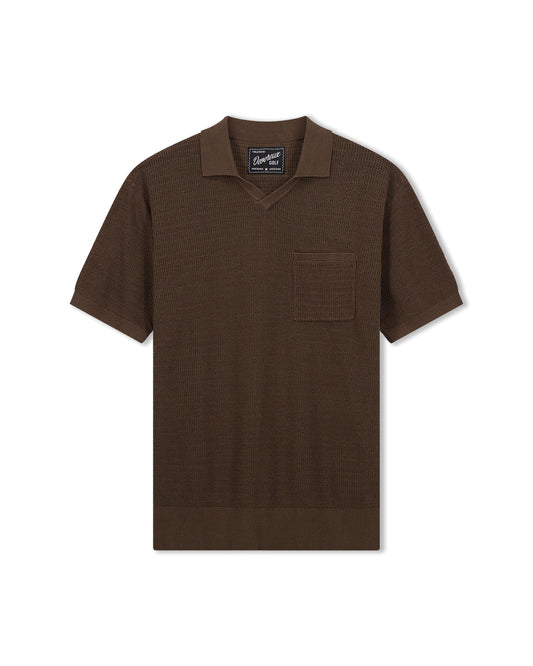 Devereux Phoenician men's knit golf polo in Catacomb