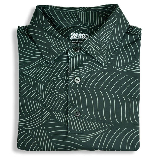 Bermuda leaf print men's performance golf polo