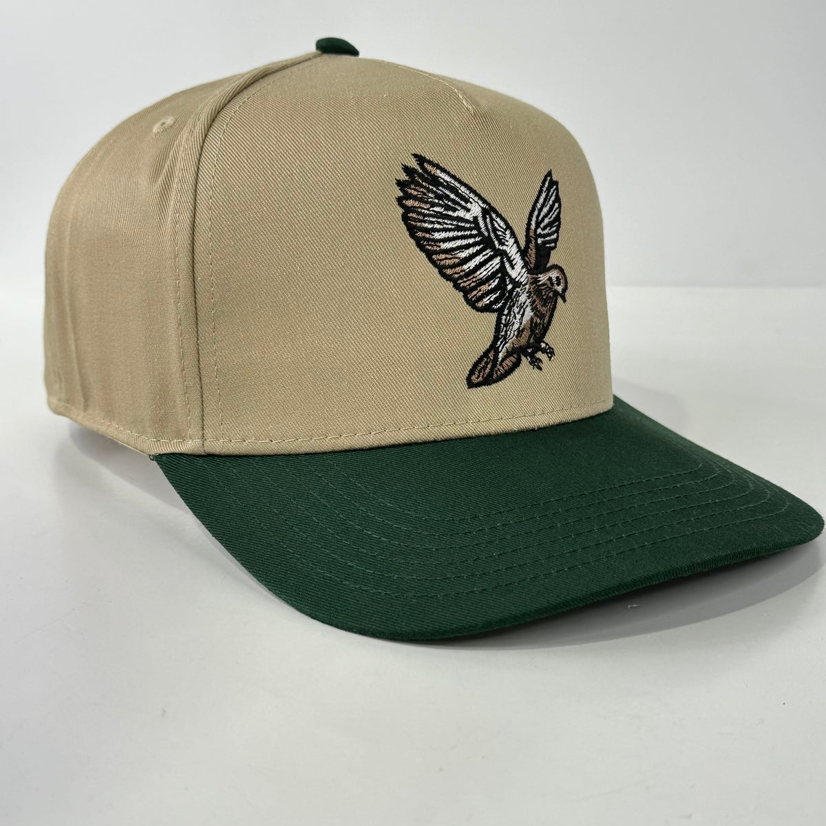 Dove hunting cap with khaki brim and green crown, view 5
